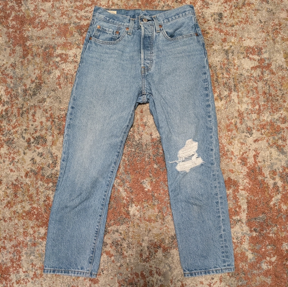 Levi's 501 Denim With Distressed Knee